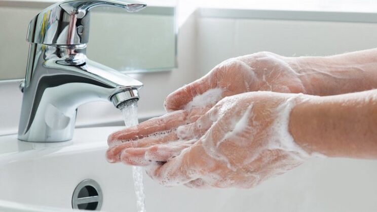 Washing hands to prevent parasite infection